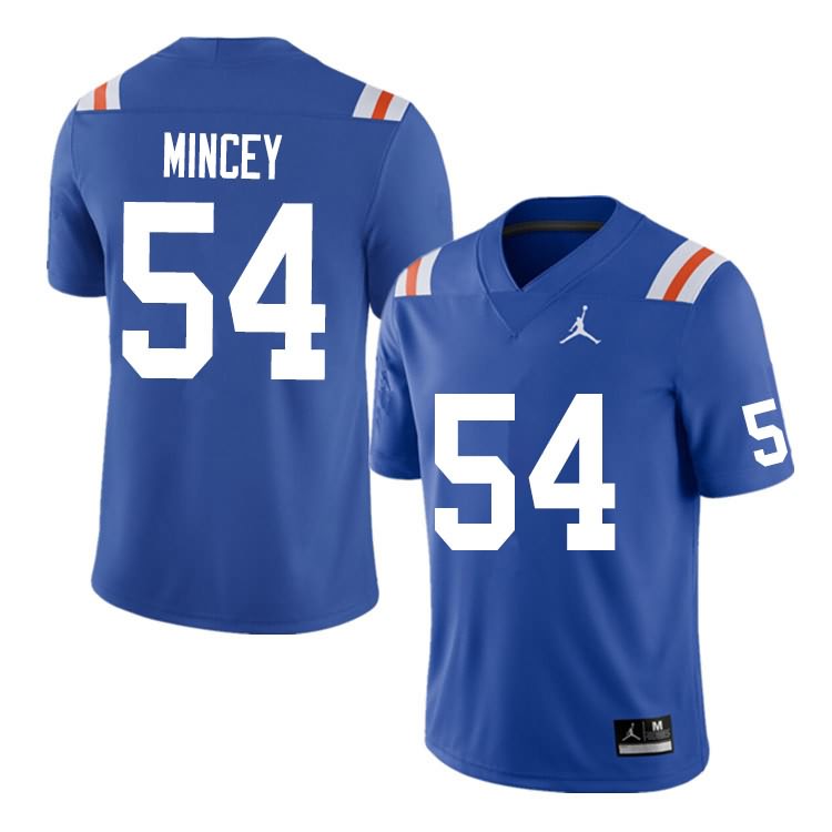 NCAA Florida Gators Gerald Mincey Men's #54 Nike Blue Throwback Stitched Authentic College Football Jersey WAC8764VT